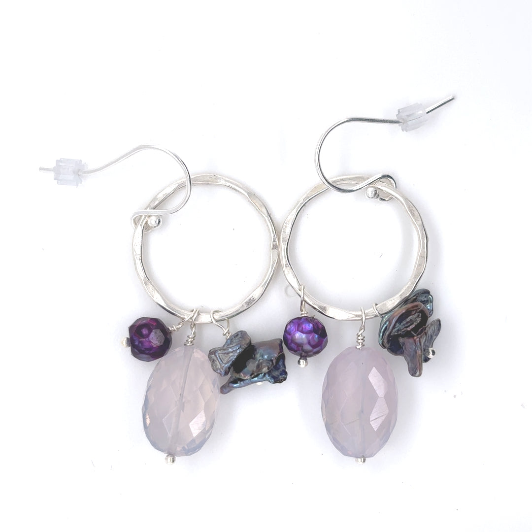Mexican Lavender Love Little Loop Opal Earrings - Sheila Marie Opals