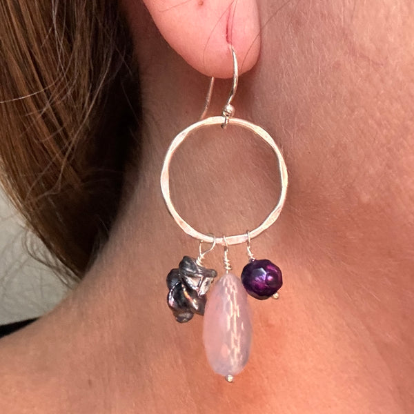 Mexican Lavender Love Little Loop Opal Earrings - Sheila Marie Opals