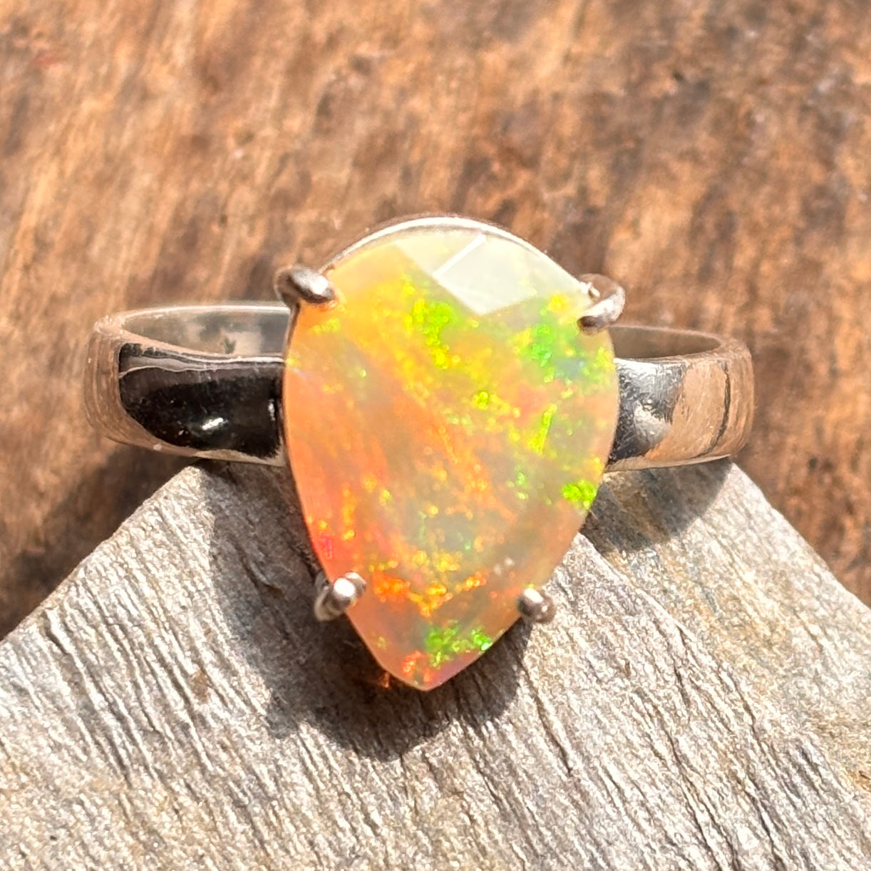 Drop of Dew Ethiopian Opal Sterling Silver Ring