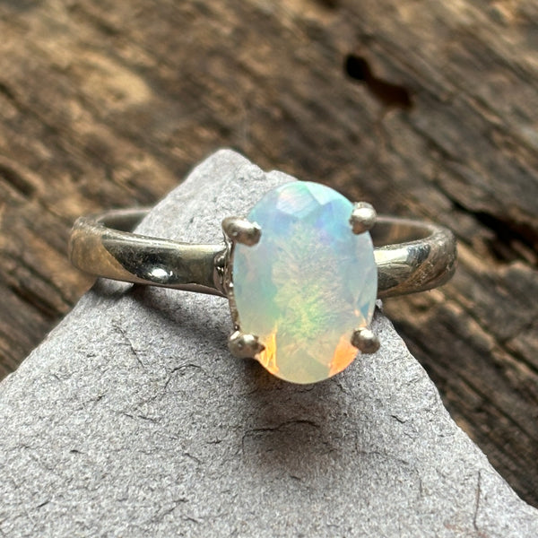 Show-Off Solitaire Ethiopian Opal Sterling Silver Ring - Sheila Marie Opals