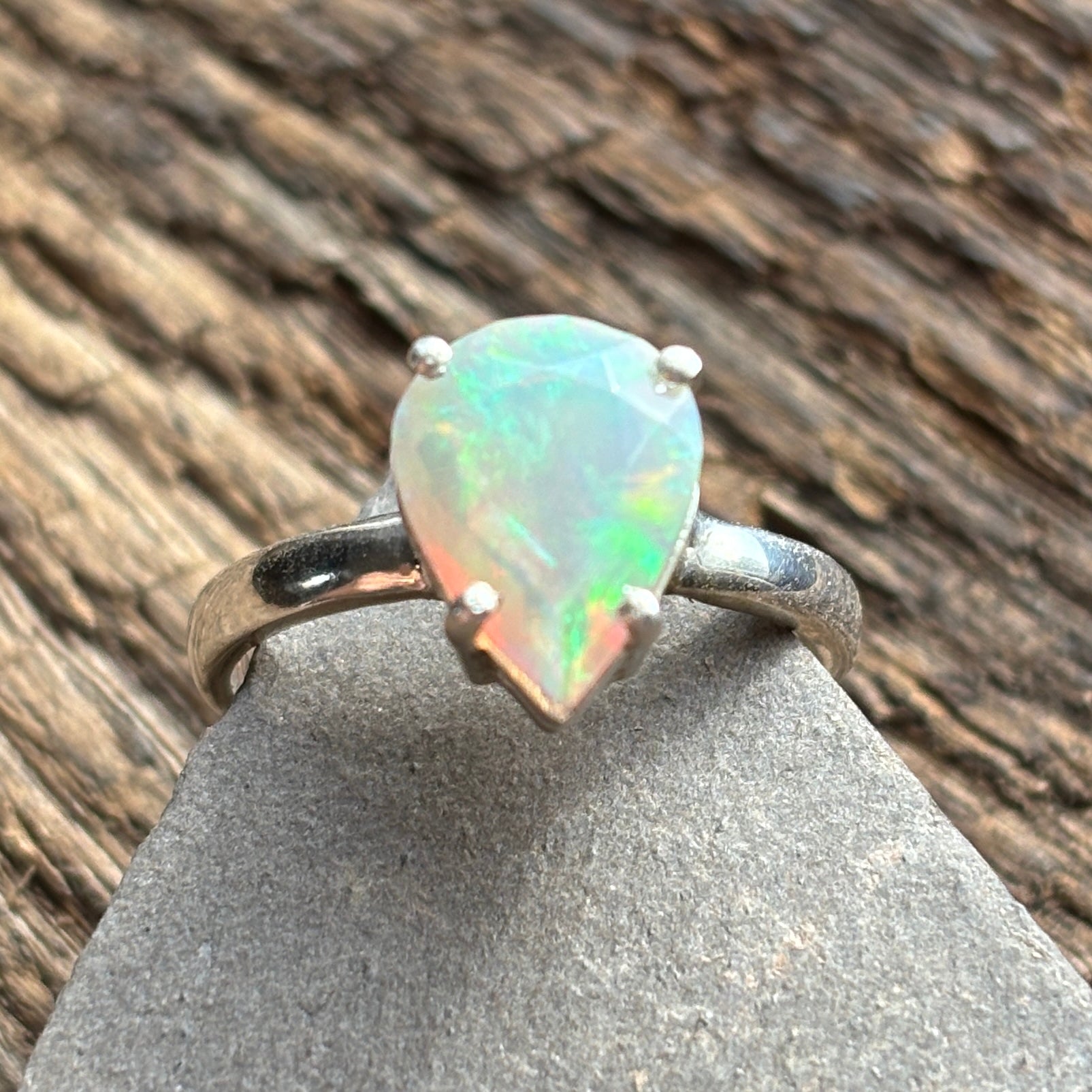Drop of Dew Ethiopian Opal Sterling Silver Ring - Sheila Marie Opals