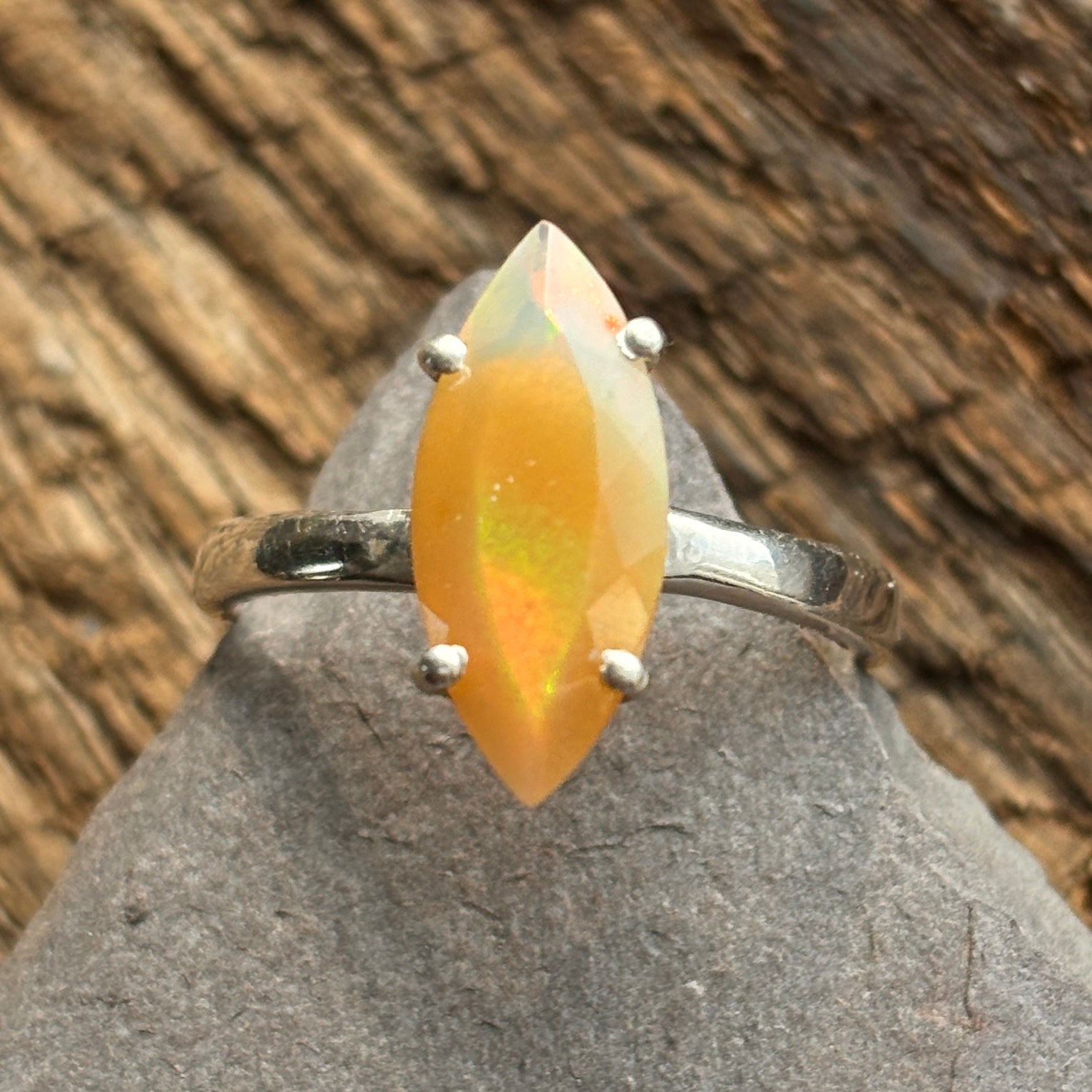 Show-Off Marquise Ethiopian Opal Sterling Silver Ring - Sheila Marie Opals