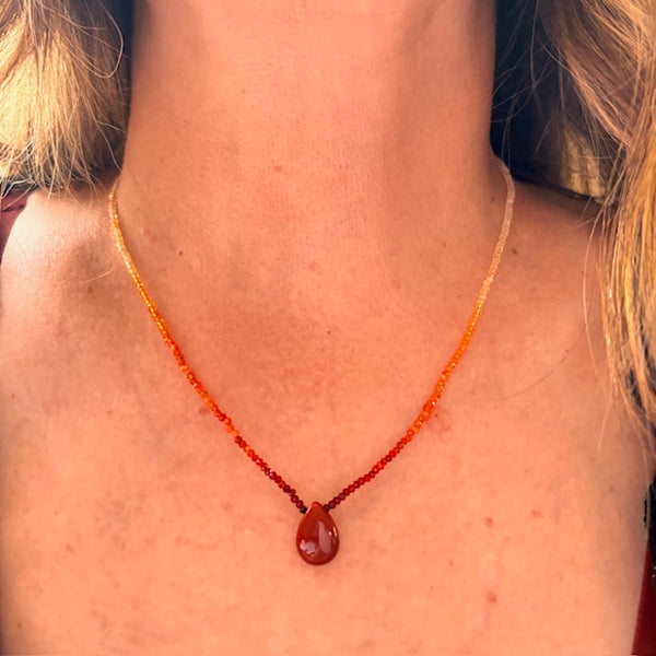 Lovingly Red Mexican Fire Opal Necklace - Sheila Marie Opals