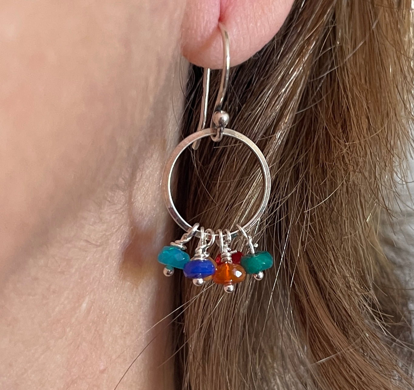 Rainbow’s Edge Ethiopian Opal Small Hoop Earrings - Sheila Marie Opals