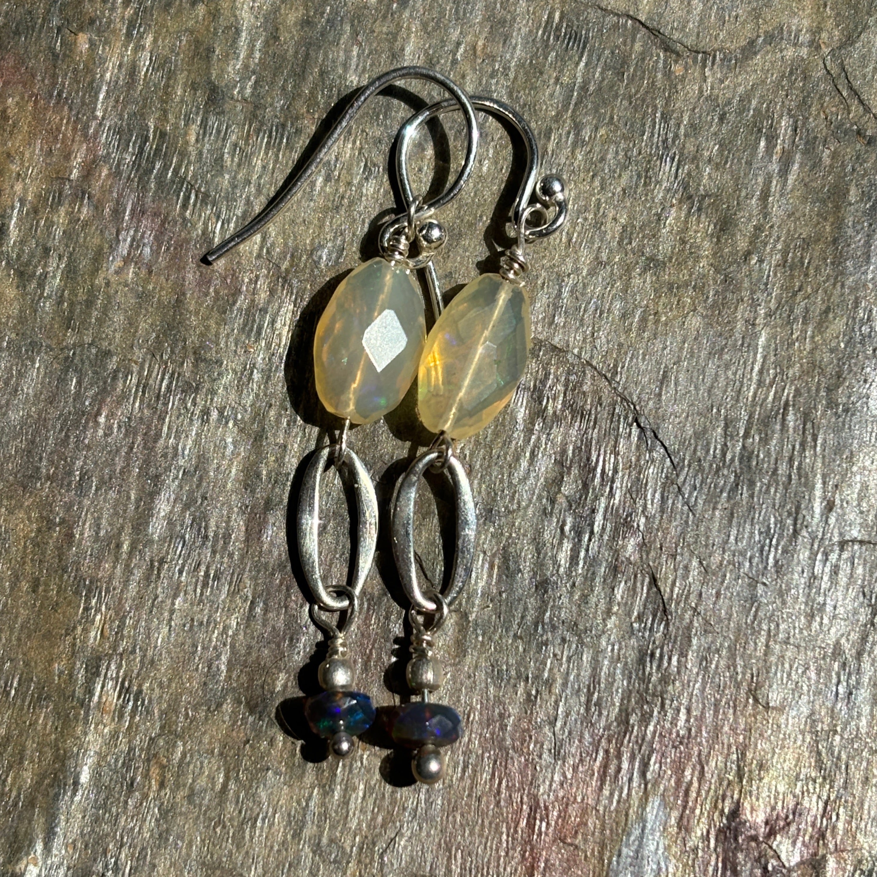 Get in Line Ethiopian and Sterling Sliver Earrings - Sheila Marie Opals