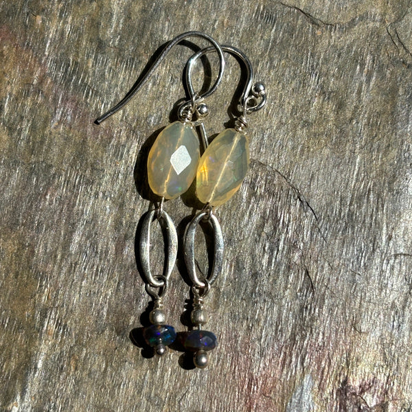 Get in Line Ethiopian and Sterling Sliver Earrings - Sheila Marie Opals