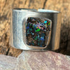 Forged in Silver Blue Green Opal Ring - Sheila Marie Opals