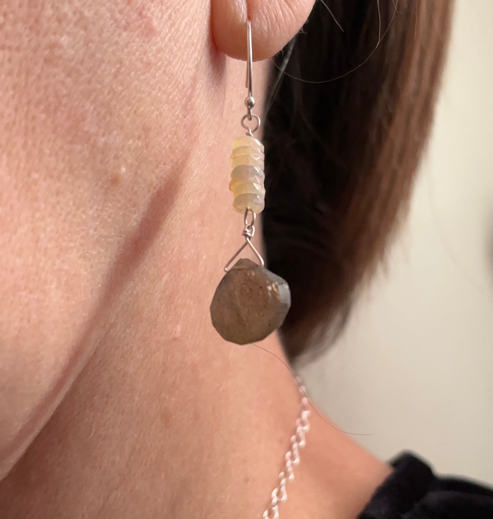 Opal Over Labradorite Earrings - Sheila Marie Opals