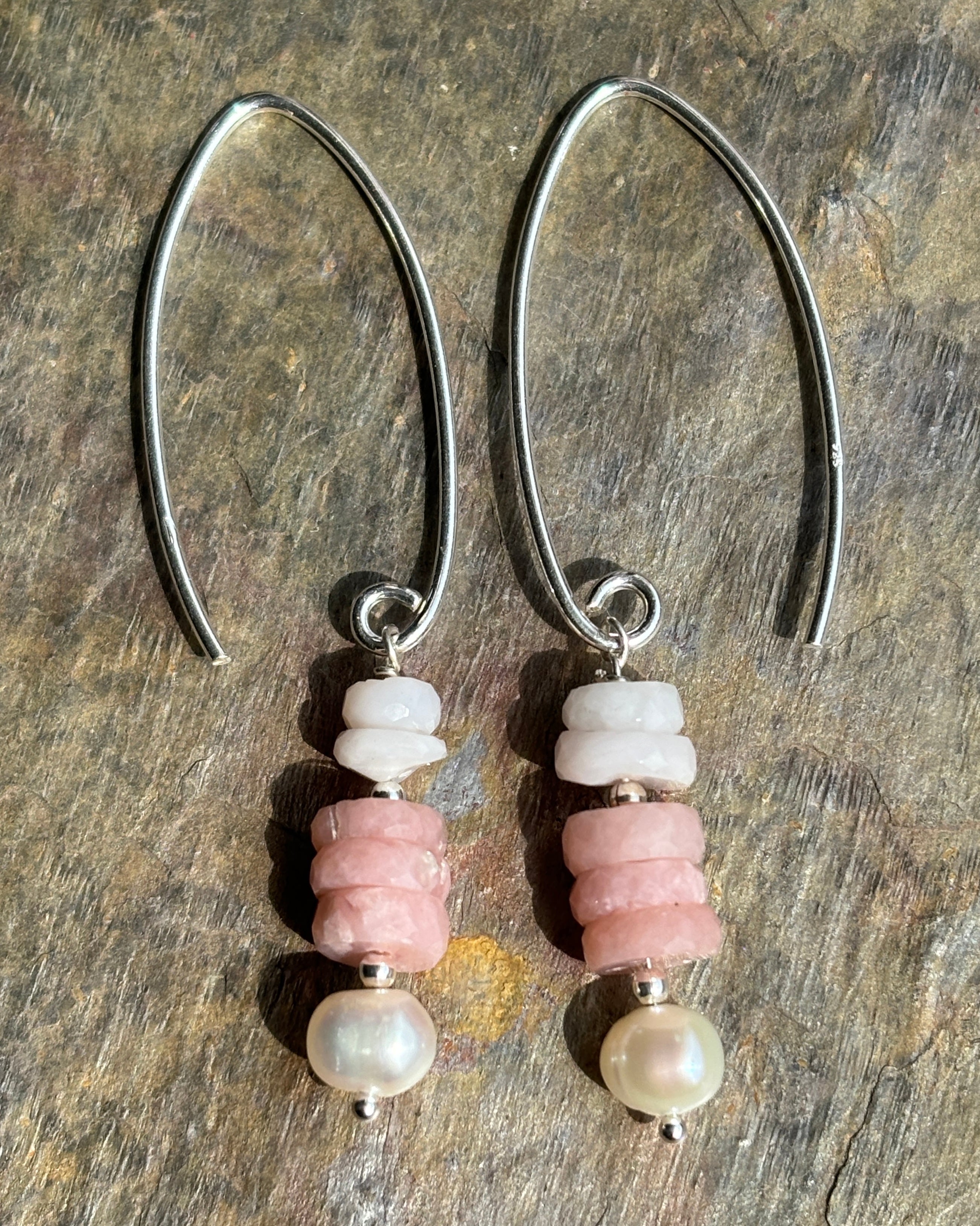 Pink and White Opal Elegance Earrings - Sheila Marie Opals