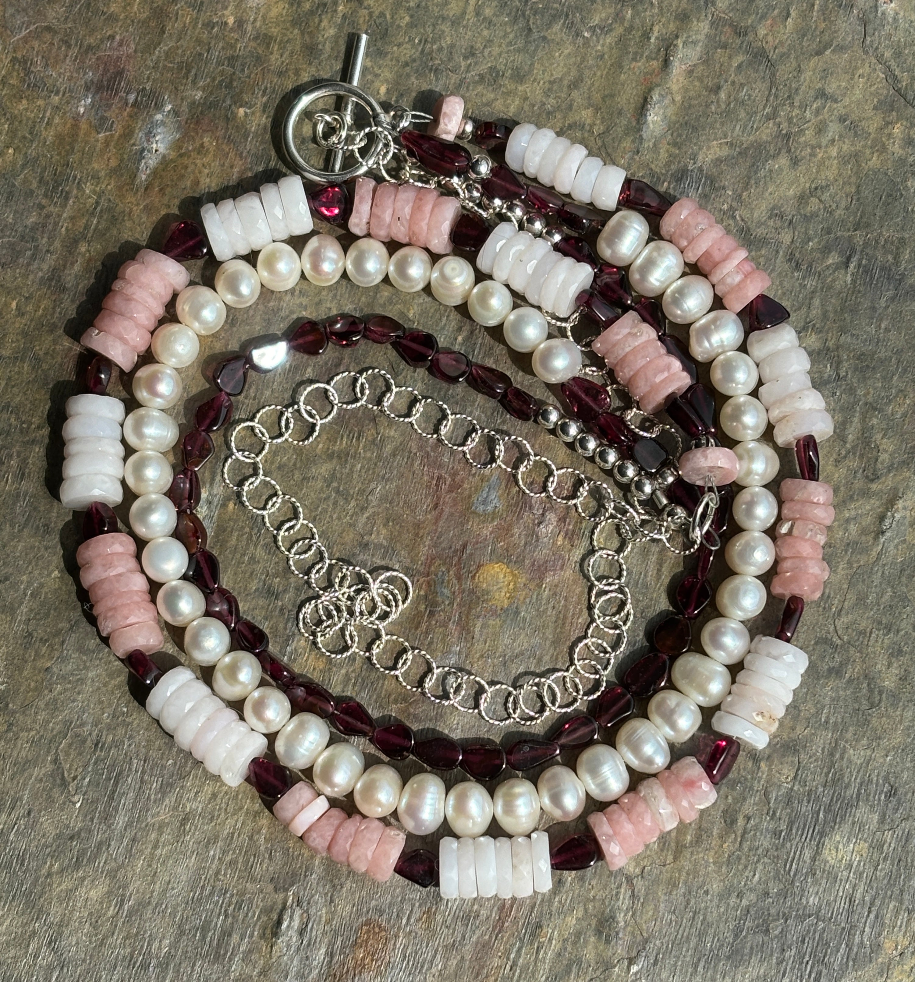 Triple Opals, Garnets and Pearls - Sheila Marie Opals