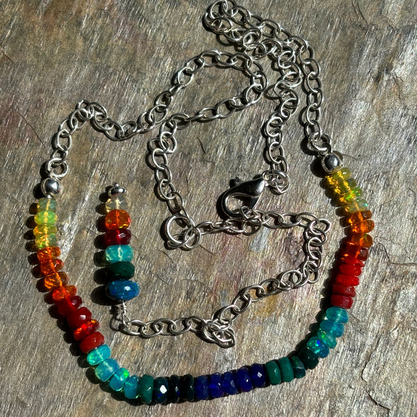 Rainbow’s Edge Two in One Choker Necklace - Sheila Marie Opals