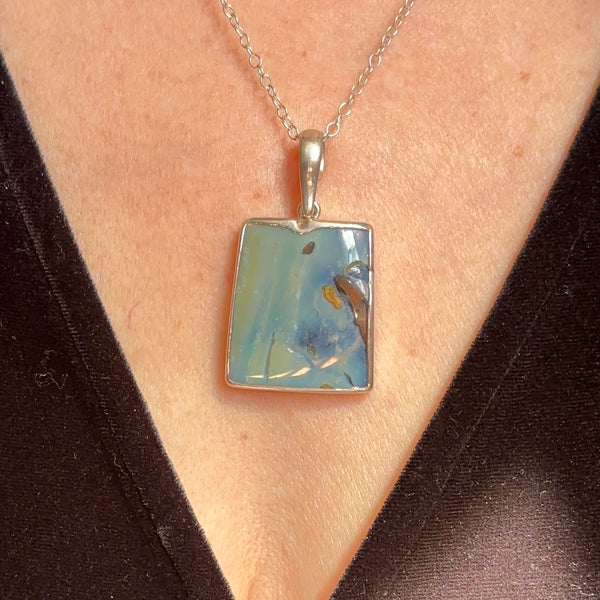 Paint the Town Blue Australian Boulder Opal Pendant - Sheila Marie Opals