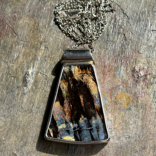 Not quite a Trapezoid Boulder Opal Necklace - Sheila Marie Opals
