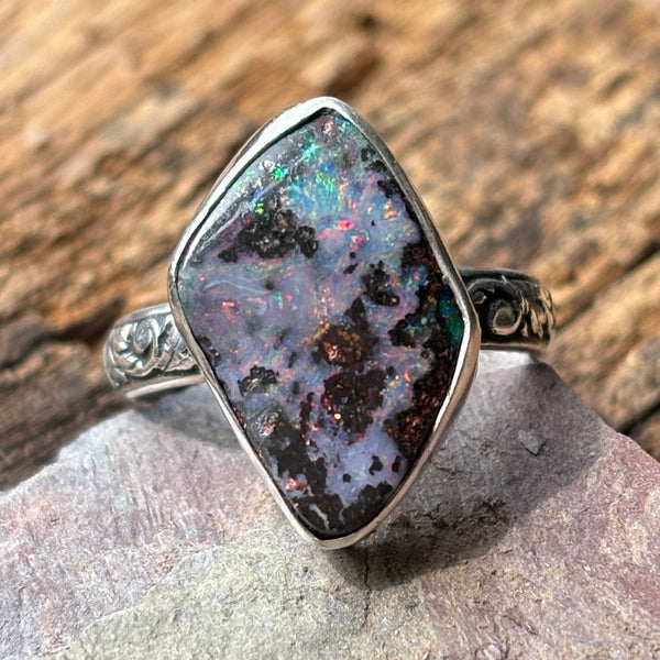 Feel the Purple Boulder Opal Ring - Sheila Marie Opals