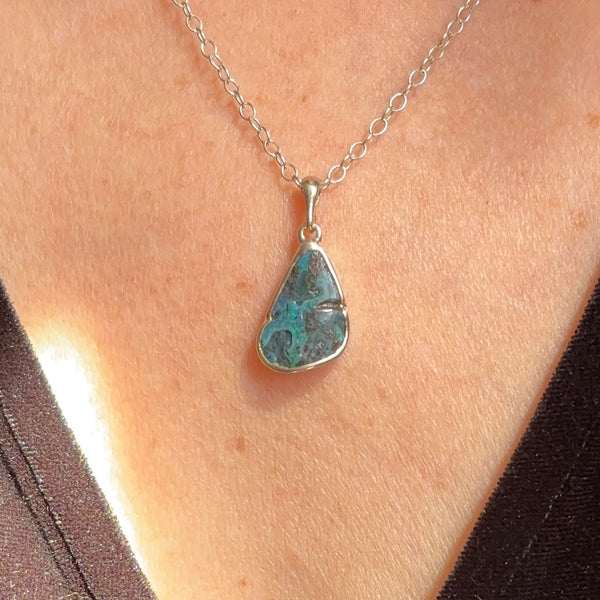 Australian Blue Concentrate Opal Necklace - Sheila Marie Opals