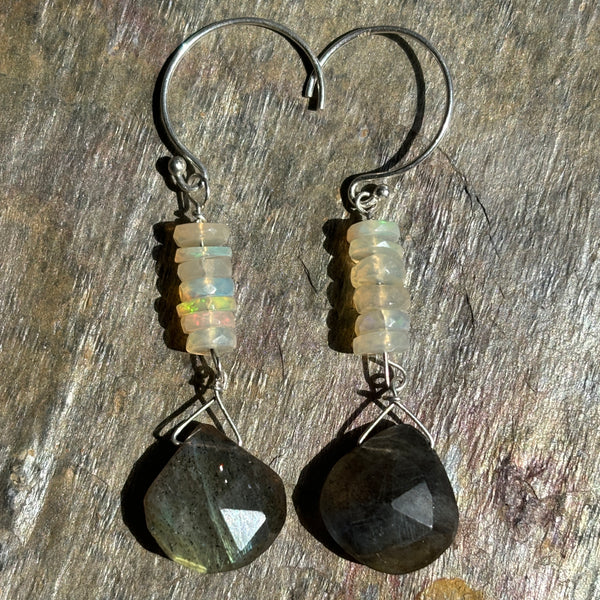Opal Over Labradorite Earrings - Sheila Marie Opals
