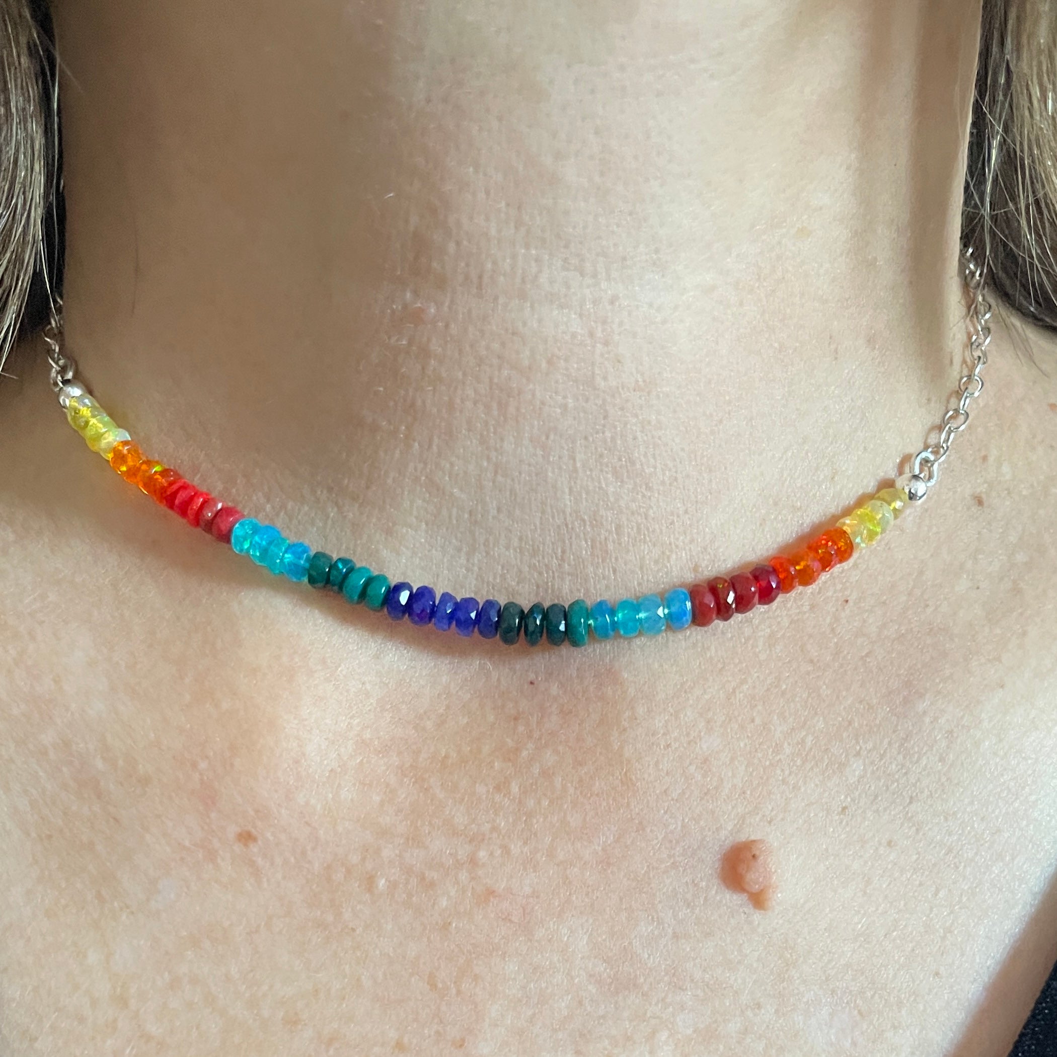 Rainbow’s Edge Two in One Choker Necklace - Sheila Marie Opals