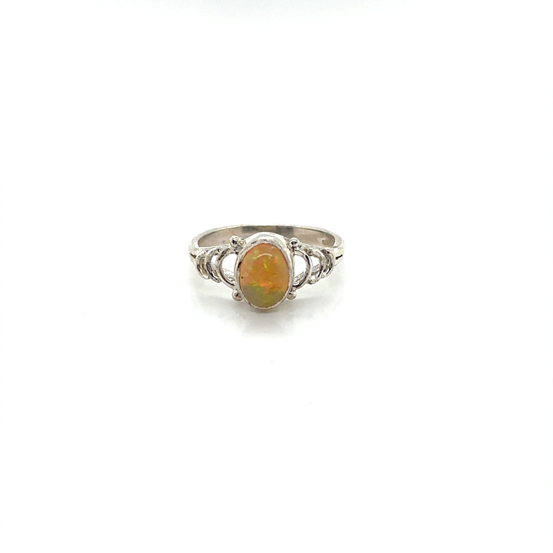 Half Circles with Silver Ethiopian Opal Ring - Sheila Marie Opals