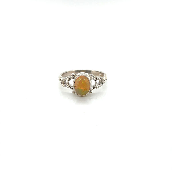 Half Circles with Silver Ethiopian Opal Ring - Sheila Marie Opals