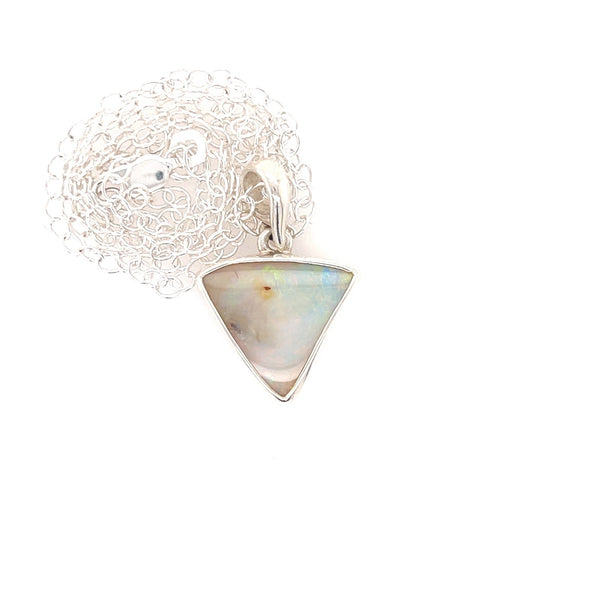 White Triangle Boulder Opal Necklace - Sheila Marie Opals