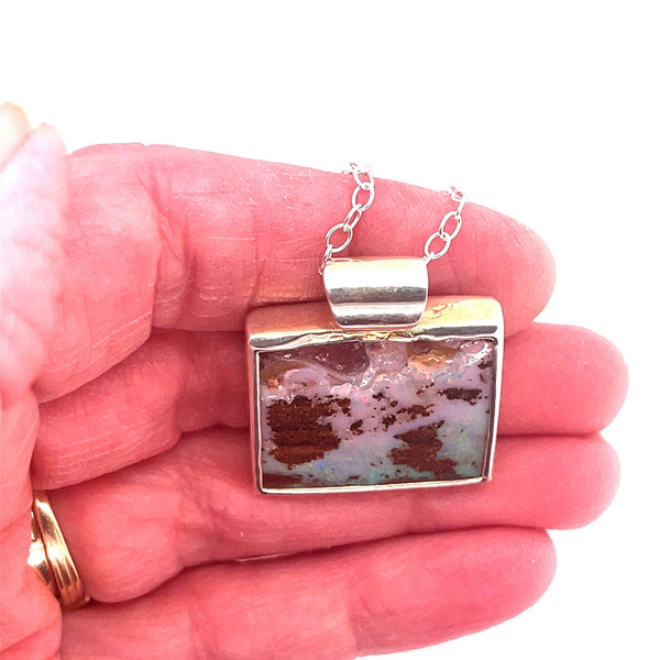 Pink Pools and Blue Opal Pendant Necklace - Sheila Marie Opals