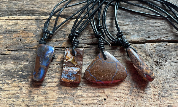 Chunk Boulder Opal on Leather Cord