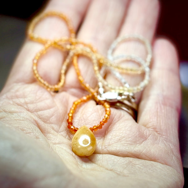 All About Orange Mexican Fire Opal Necklace