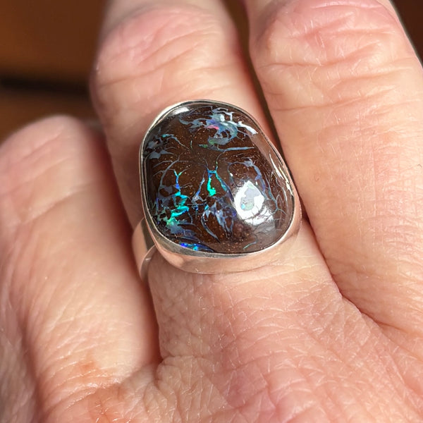 Size 8 - Witches Brew Boulder Opal Ring