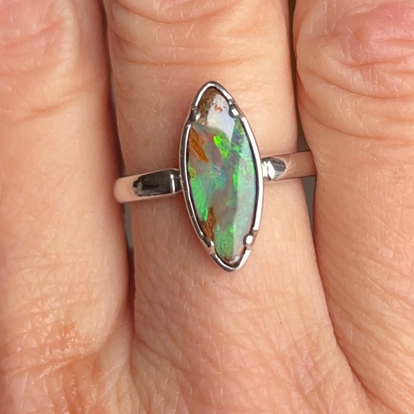 Size 8 - Mine in a Marquee Boulder Opal Ring