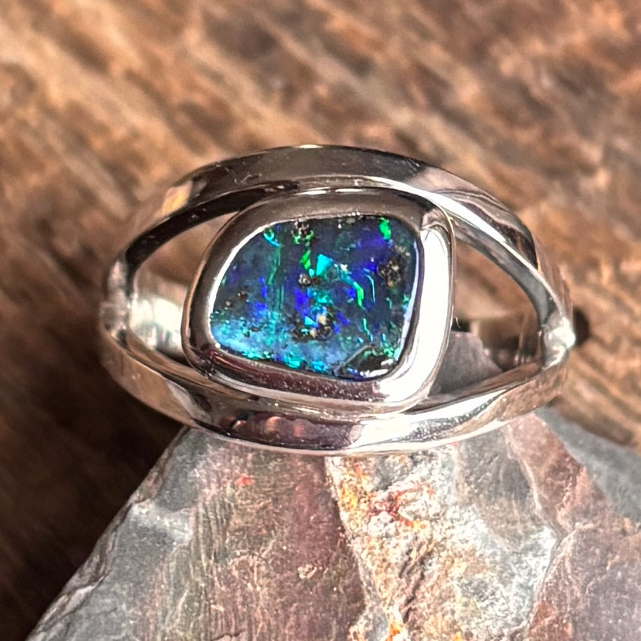 Size 7 Between the Lines Boulder Opal Ring