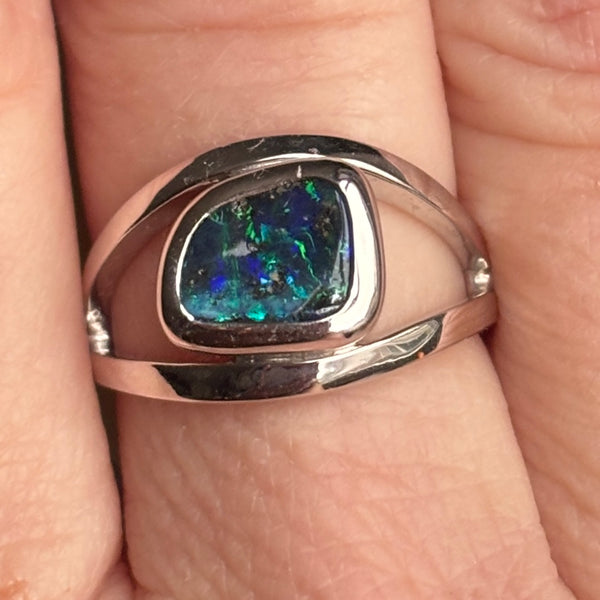 Size 7 Between the Lines Boulder Opal Ring