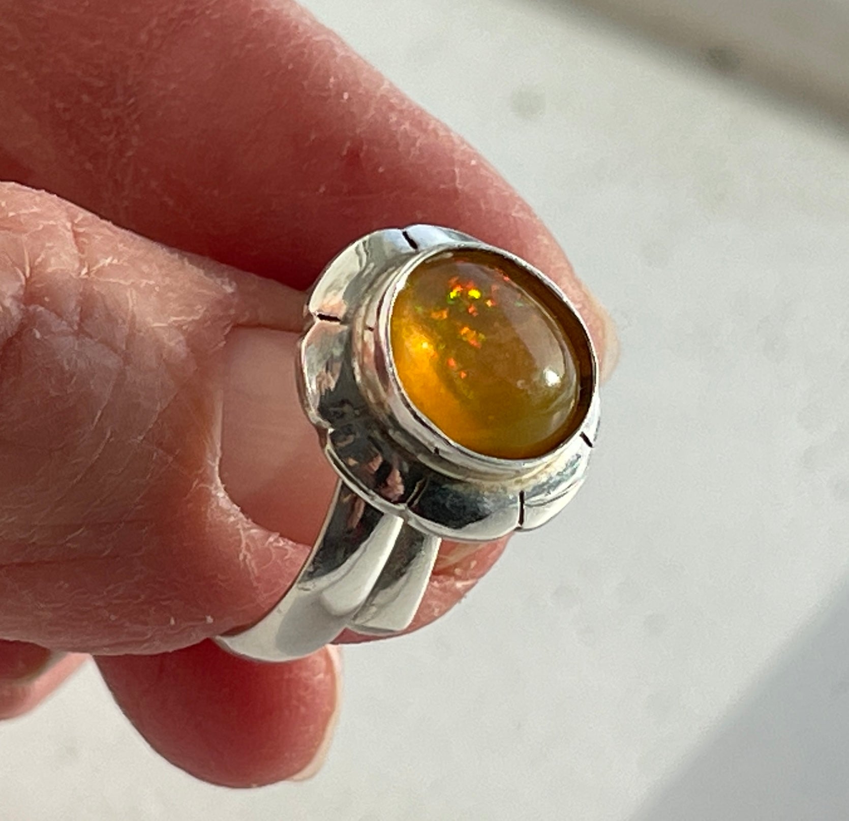 Shades of Neon Mexican Fire Opal Ring - Sheila Marie Opals