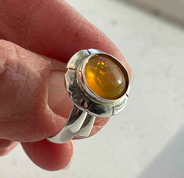 Shades of Neon Mexican Fire Opal Ring - Sheila Marie Opals