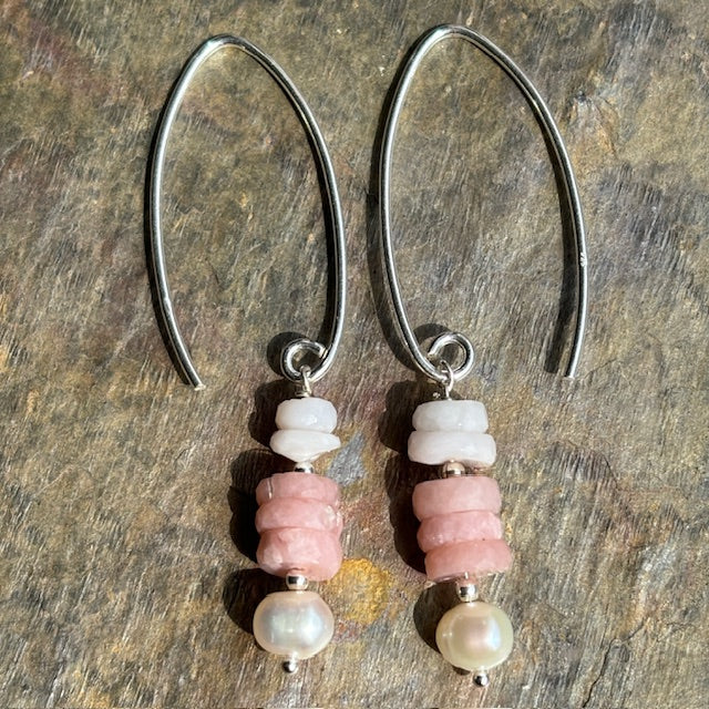 Pink and White Opal Elegance Earrings - Sheila Marie Opals
