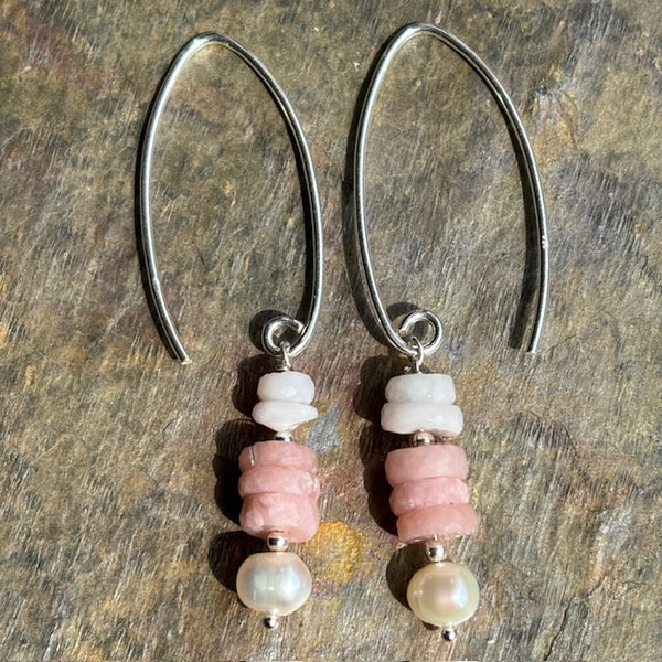 Pink and White Opal Elegance Earrings - Sheila Marie Opals