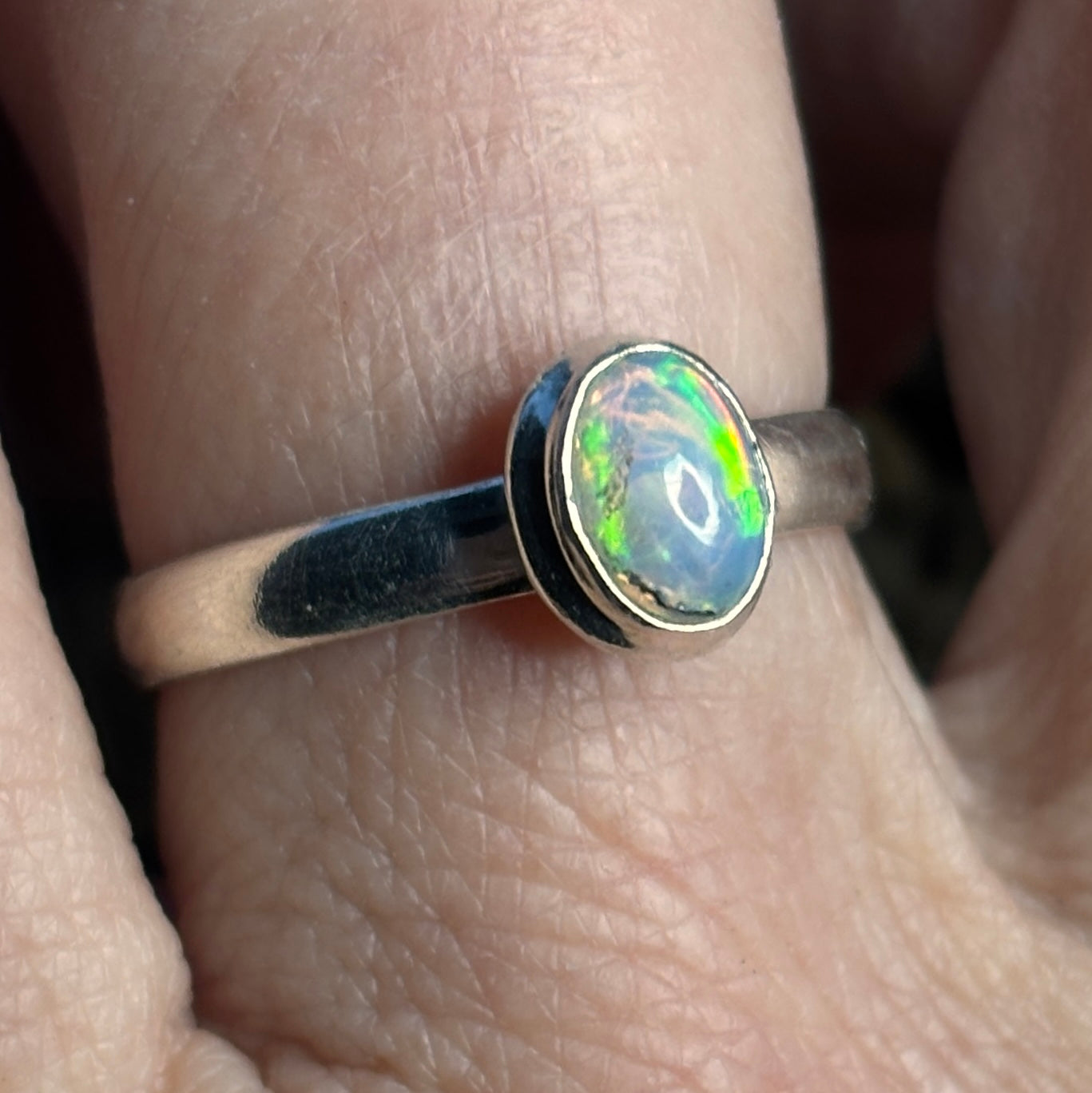 Size 9 Simply Stated Ethiopian Opal Sterling Silver Ring - Sheila Marie Opals