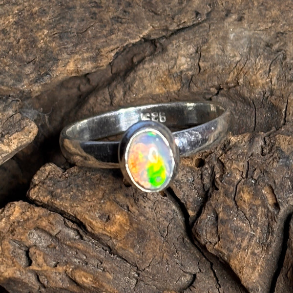 Size 9 Simply Stated Ethiopian Opal Sterling Silver Ring - Sheila Marie Opals