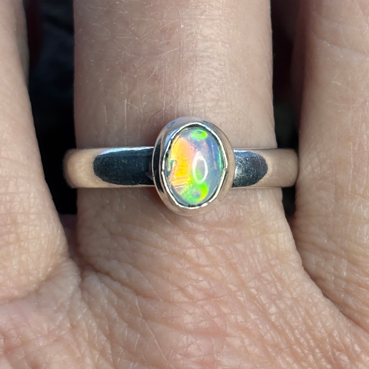 Size 12-Simply Stated Ethiopian Opal Sterling Silver Ring - Sheila Marie Opals