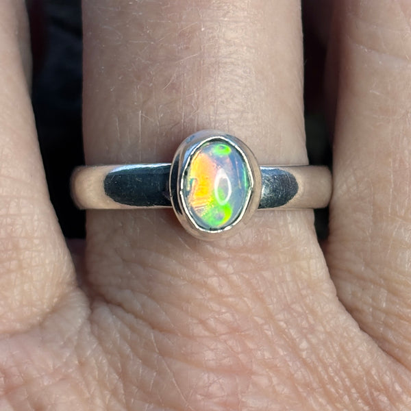 Size 12-Simply Stated Ethiopian Opal Sterling Silver Ring - Sheila Marie Opals