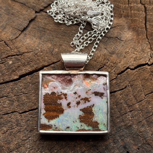 Pink Pools and Blue Opal Pendant Necklace