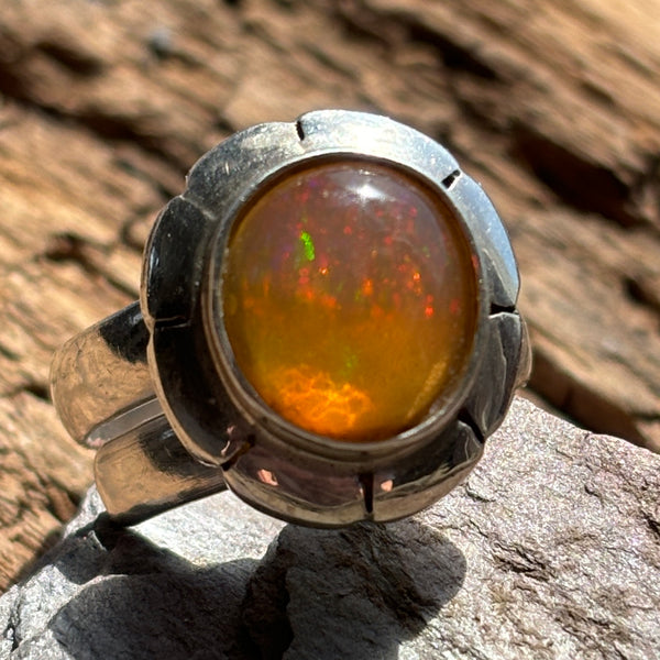 Shades of Neon Mexican Fire Opal Ring