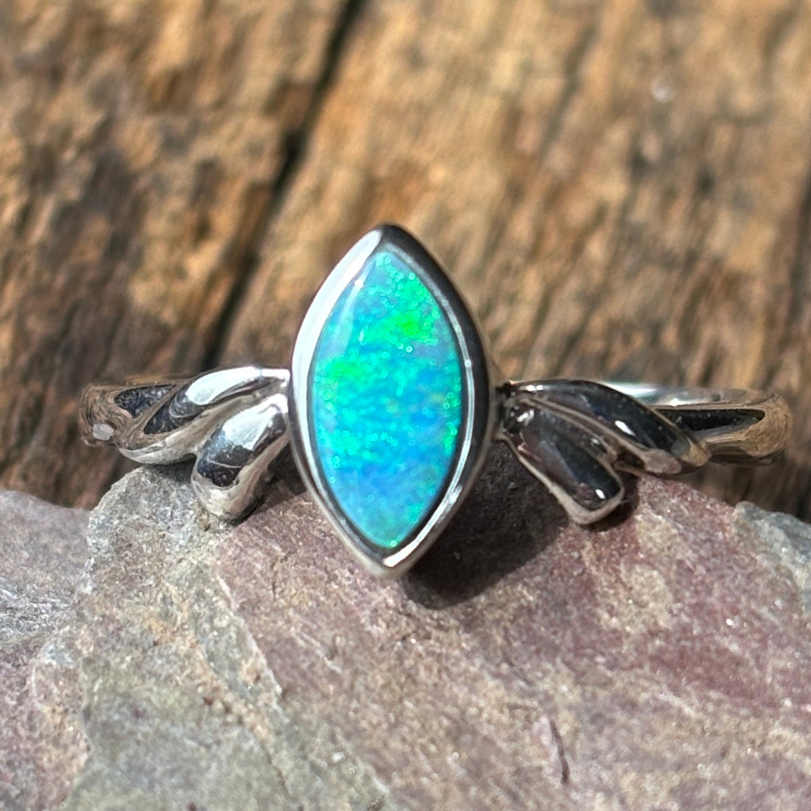 Ocean Blue Australian Opal Doublet Ring