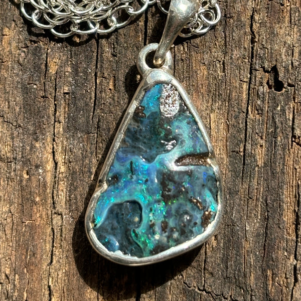 Australian Blue Concentrate Opal Necklace