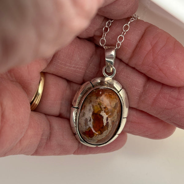 Depths of Orange Mexican Opal Necklace