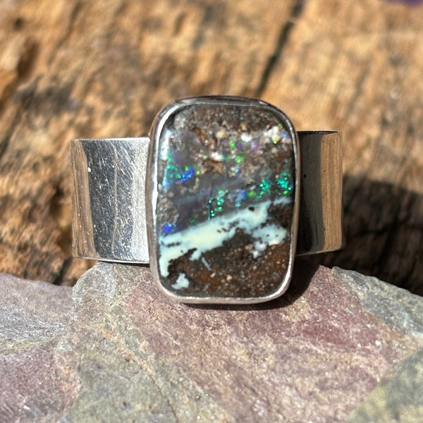Layers of Light Opal Ring