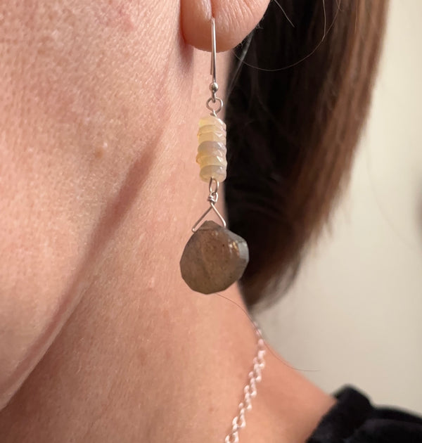 Opal Over Labradorite Earrings