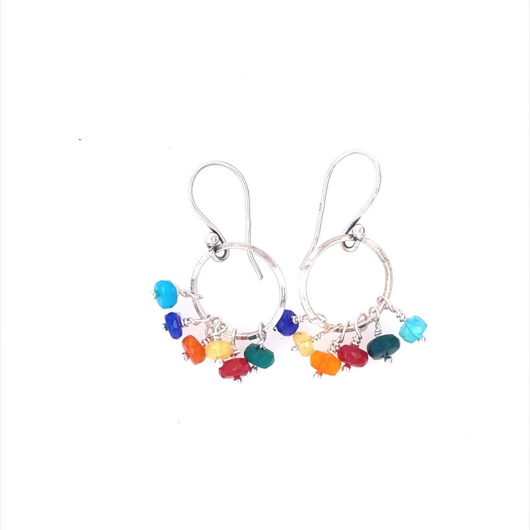 Rainbow’s Edge Ethiopian Opal Small Hoop Earrings - Sheila Marie Opals