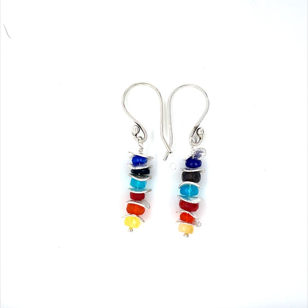 Rainbow’s Edge Ethiopian Opal Silver Stack Earrings - Sheila Marie Opals
