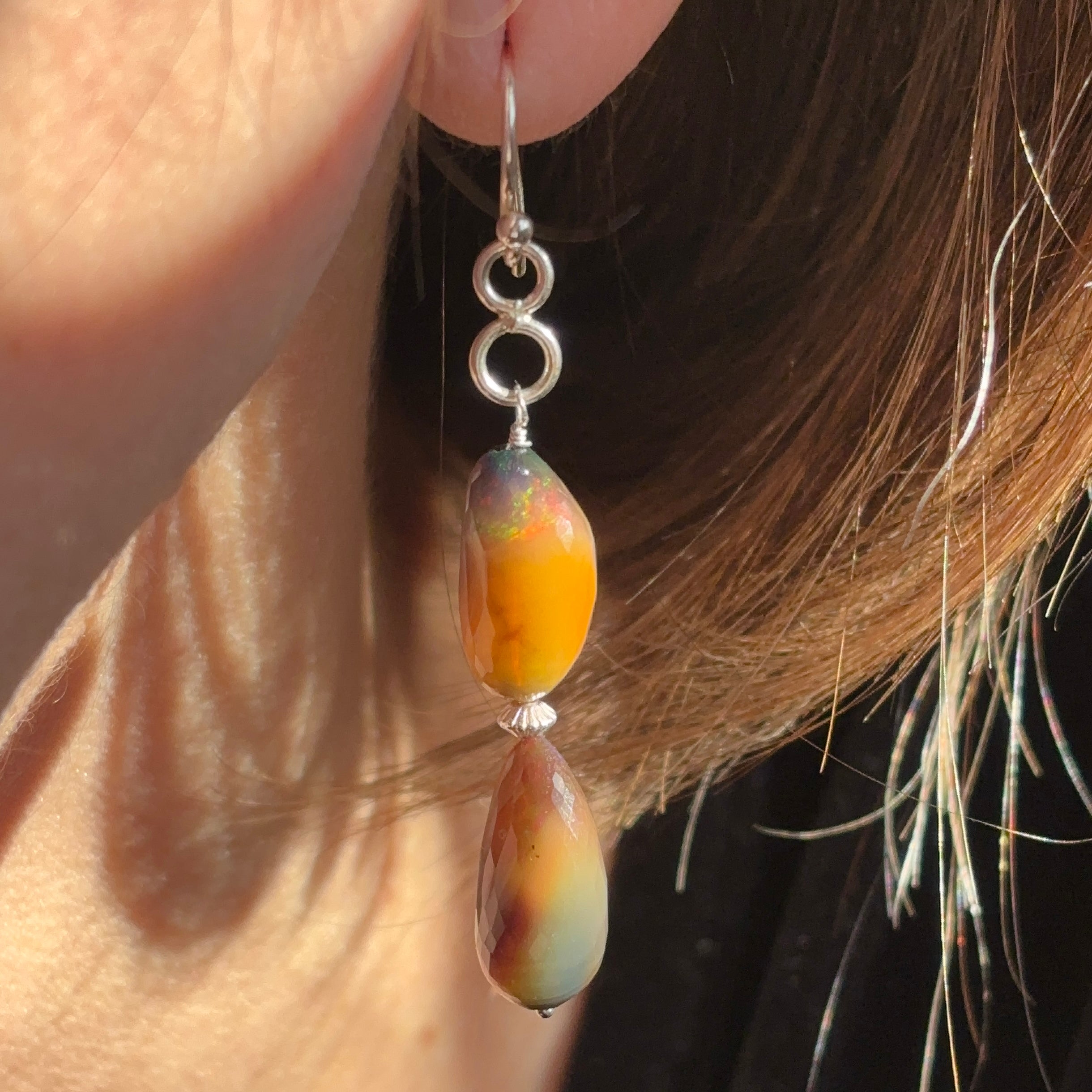 Double Drop Ethiopian Opal Earrings