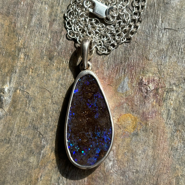 Neon Blue Opal Necklace